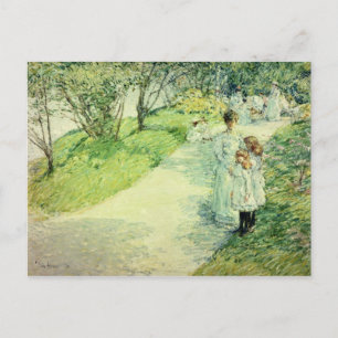 Promenaders in the garden, 1898 postcard