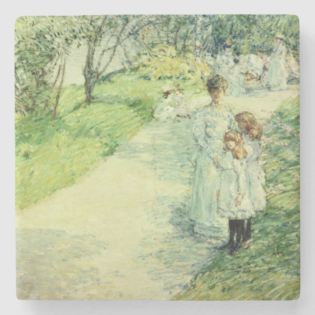 Promenaders in the garden, 1898 stone coaster (Front)