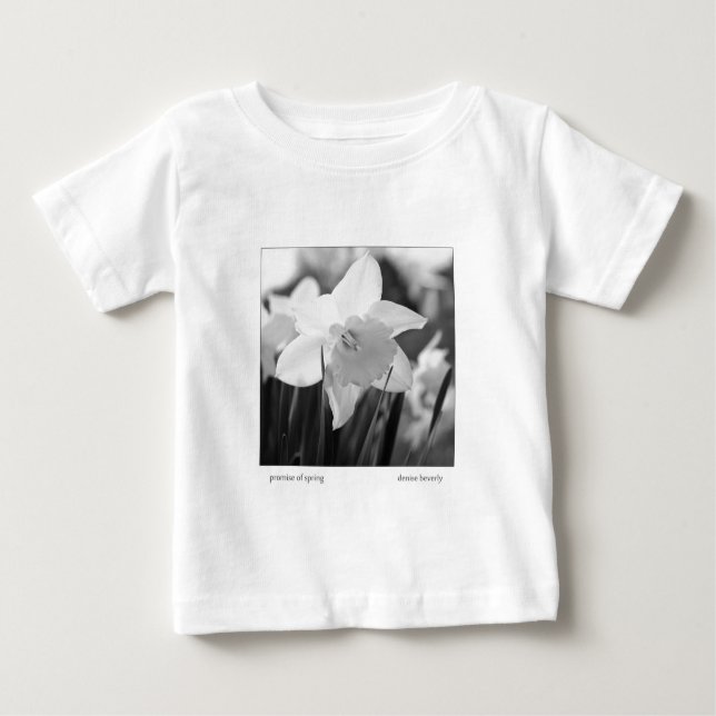 promise of spring daffodil jonquil black and white baby T-Shirt (Front)