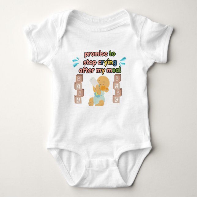 Promise to Stop Crying White Baby Bodysuit (Front)