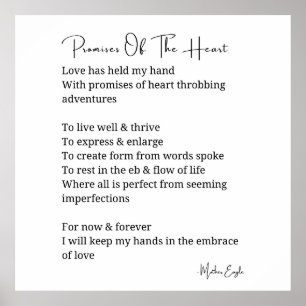 Promises of the heart love poem poster wall art