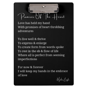 Promises of the heart love poem poster wall art clipboard