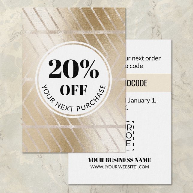 Promo Code Gold Herringbone Discount Cards (Creator Uploaded)