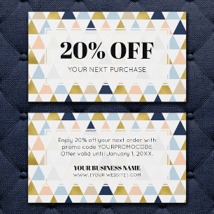 Promo Code Modern Geometric Coupon Discount Cards
