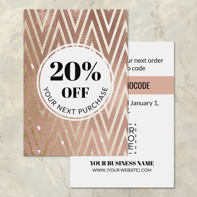 Promo Code Rose Gold Chevron Discount Cards (Creator Uploaded)