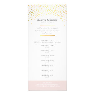 PROMO PRICE SERVICE LIST chic rustic gold confetti Rack Card
