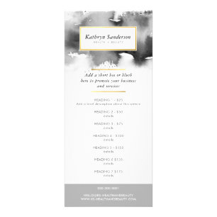 PROMO PRICE SERVICES LIST modern grey watercolor Rack Card