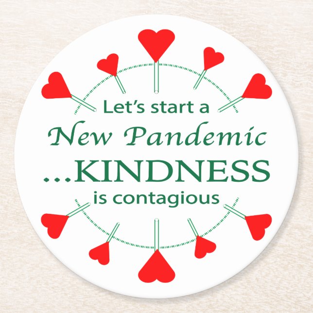 Promote Kindness Round Paper Coaster (Front)