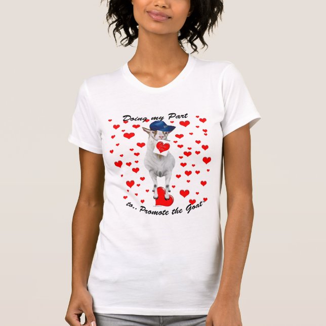 Promote the Goat - Billy Goat With Red Hearts T-Shirt (Front)