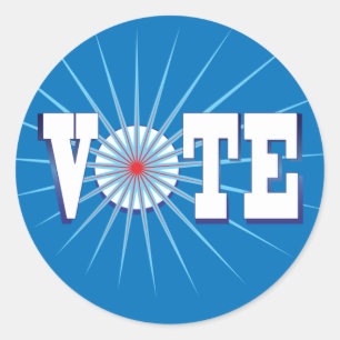 Promote Voting with this VOTE Blue Classic Round Sticker
