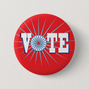 Promote Voting with this VOTE Red 6 Cm Round Badge