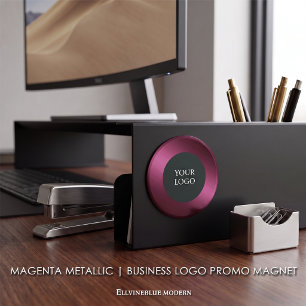 Promote Your Own Business Logo, Burgundy Metallic Magnet