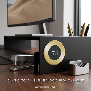 Promote Your Own Business Logo, Gold Magnet