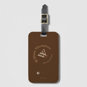 promote yourself logo monogram brown luggage tag