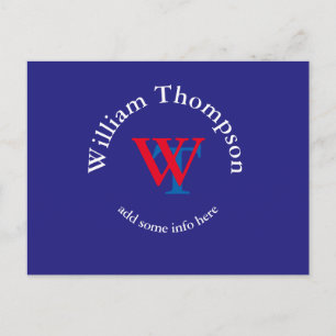 promote yourself   logo   monogram red/blue postcard