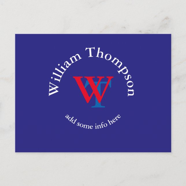 promote yourself | logo | monogram red/blue postcard (Front)