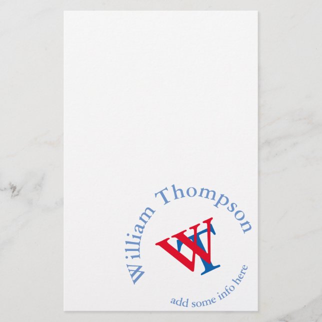 Promote Yourself | Logo | Monogram red/blue Stationery (Front)
