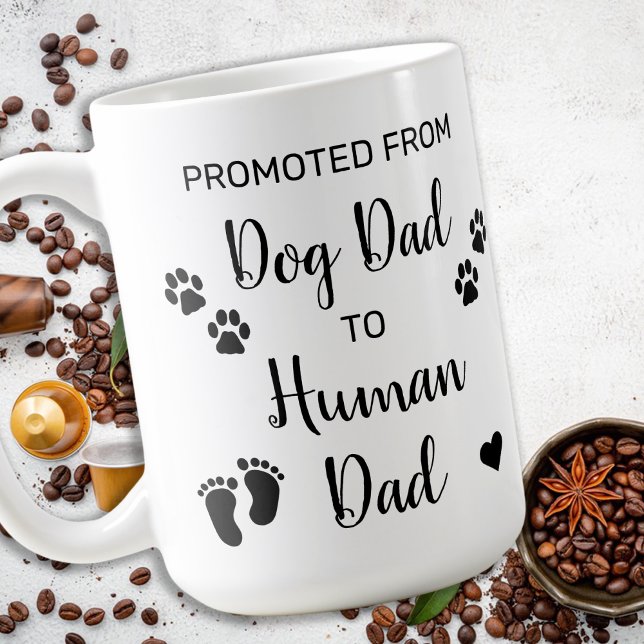 Promoted Dog Dad To Human Dad Pregnancy Reveal Coffee Mug (Creator Uploaded)