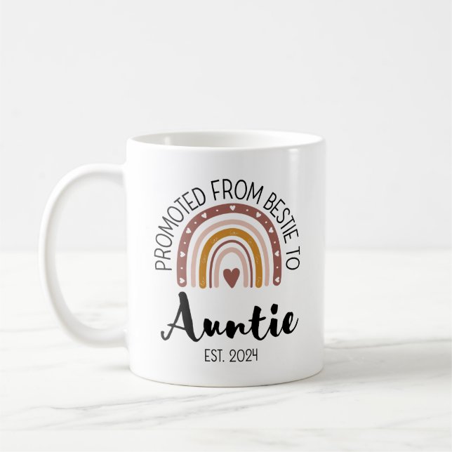 Promoted from Bestie to Auntie Est 2024 Coffee Mug (Left)