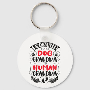 Promoted from Dog Grandma Human Grandma, Paw Print Key Ring