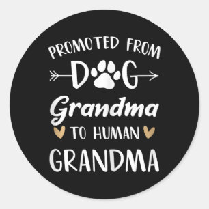 Promoted From Dog Grandma To Human Grandma Grandmo Classic Round Sticker