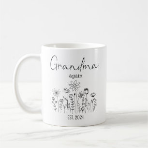 Promoted Grandma Again EST 2024 Wildflowers Mug
