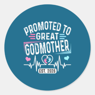 Promoted Great Godmother Est Vintage Classic Round Sticker