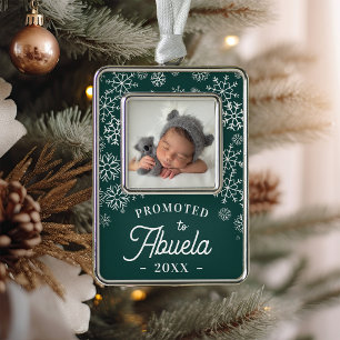 Promoted to Abuela   Baby Photo Grandma Silver Plated Framed Ornament