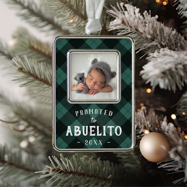 Promoted to Abuelito Baby Photo Silver Plated Framed Ornament (Creator Uploaded)