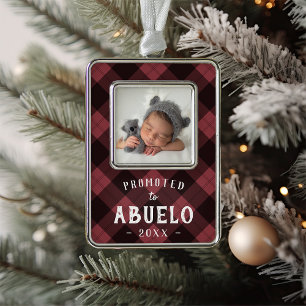 Promoted to Abuelo Baby Photo Silver Plated Framed Ornament