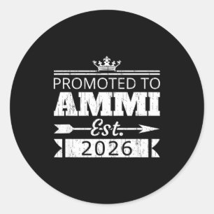 Promoted to ammi est 2026 new uncle reveal vintage classic round sticker