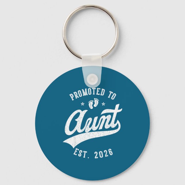 Promoted To Aunt 2026 Baby Announcement Family Mat Key Ring (Front)