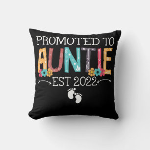 Promoted To Aunt EST 2022 Auntie Reveal Cushion
