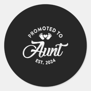Promoted To Aunt Est 2024 Funny New Aunt Gift Classic Round Sticker