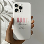 Promoted to Aunt EST 2025 | Personalised New Aunt iPhone 16 Pro Case<br><div class="desc">Celebrate her new title in style with this cute and modern Promoted to Aunt EST 2025 phone case! Featuring soft blush pink typography, a sweet heart accent, and personalised name and year details, this case makes the perfect pregnancy reveal or new aunt gift. Fully customisable for iPhone models and styles,...</div>