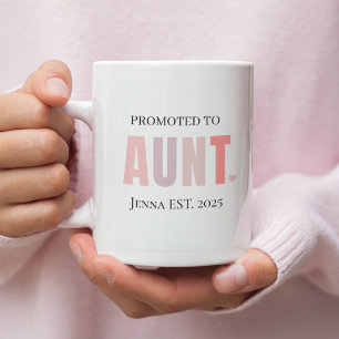 Promoted to Aunt EST 2025 Personalised New Aunt Two-Tone Coffee Mug