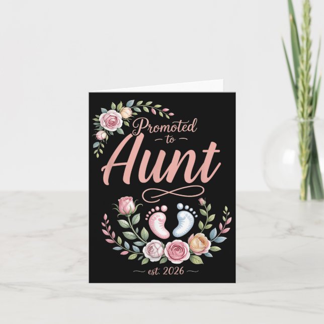 Promoted To Aunt Est 2026 Floral Women Men Mothers Card (Front)
