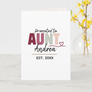 Promoted to Aunt EST 2026 Personalised Cute gift Card