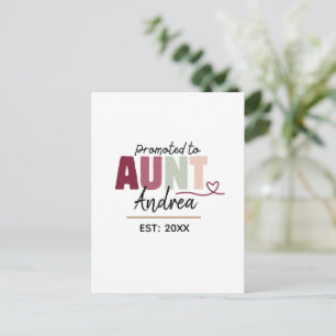 Promoted to Aunt EST 2026 Personalised Cute gift Postcard
