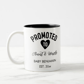 Promoted to Aunt & Uncle Personalised Baby Name Two-Tone Coffee Mug