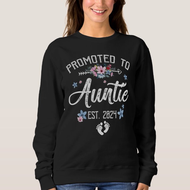 Promoted To Auntie 2024 First Time New Auntie Preg Sweatshirt (Front)