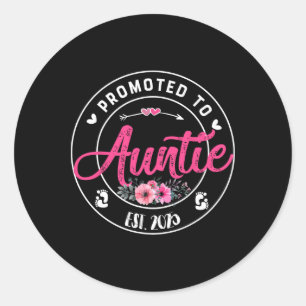 Promoted To Auntie 2025 Mothers Day First Time Mom Classic Round Sticker