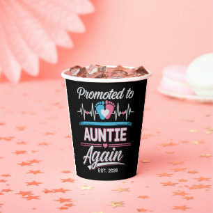 Promoted To Auntie Again Est 2026 Pregnancy Reveal Paper Cups