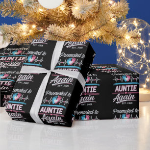 Promoted To Auntie Again Est 2026 Pregnancy Reveal Wrapping Paper