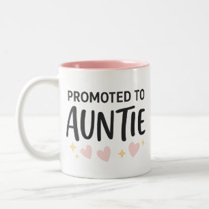 Promoted to Auntie Cute Announcement Two-Tone Coffee Mug