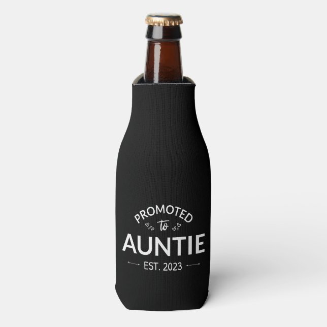 Promoted To Auntie Est. 2023 II Bottle Cooler (Bottle Front)