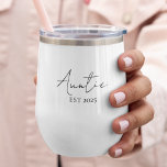 Promoted to Auntie EST 2025 | First-Time Aunt<br><div class="desc">Celebrate the journey to becoming an aunt in style with this modern thermal wine tumbler. Featuring an elegant script that reads "Auntie EST 2025, " it's a thoughtful gift for any new or expecting aunt. Whether she’s sipping wine, coffee, or sparkling water, this insulated tumbler keeps drinks at the perfect...</div>