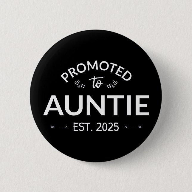 Promoted To Auntie Est. 2025 II 6 Cm Round Badge (Front)