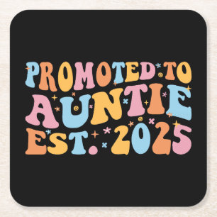 Promoted To Auntie Est. 2025 III Square Paper Coaster