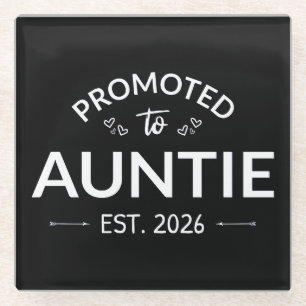 Promoted To Auntie Est. 2026 II Glass Coaster